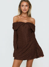 Colettie Long Sleeve Mini Dress Chocolate