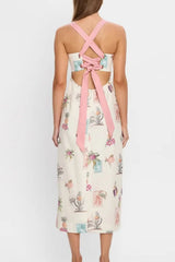Printed Square Neck Summer Midi Dress