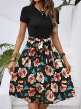 Floral Print Short Sleeve A-Line Dress