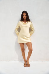 Elegant Evenings Satin Mini Dress Yellow
