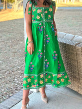 Printed Tie Shoulder Midi Dress
