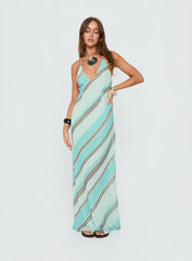 Esmira Halter Maxi Dress Blue Stripe