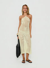 Sebelle Halter Crochet Maxi Dress Yellow