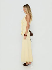 Leyda Plunge Frill Maxi Dress Yellow