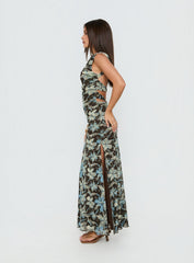 Undeniable Cut Out Maxi Dress Brown Floral Multi