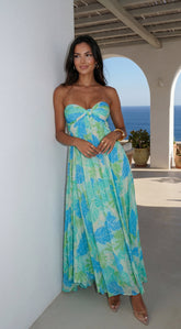 Sola Floral Strapless Maxi Dress - Blue Multi