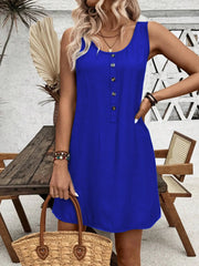 Full Size Scoop Neck Mini Tank Dress Plus Size