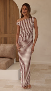 Lilani Maxi Dress - Brown Stripe