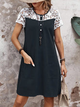 Lace Button Detail Round Neck Mini Dress