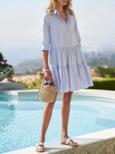 Full Size Tiered Striped Mini Shirt Dress Plus Size