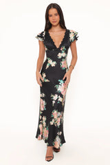 Arella Maxi Dress - Black Floral
