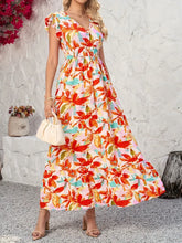 Ruffled V-Neck Cap Sleeve Dress
