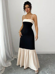 Two-Tone Spaghetti Strap Maxi Dress