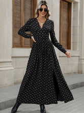 Bow Long Sleeve V-Neck Maxi Dress