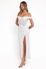 Pascha Off Shoulder Lace Maxi Dress - White