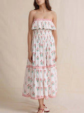 Floral Strapless Ruffle Dress