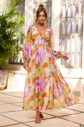 Soft Seduction Chiffon Maxi Dress - Orange Multi