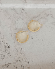 Anna Rhinestone Textured Gold Hoop Earring