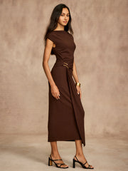 Pure Cotton Cap Sleeve Draped Dress