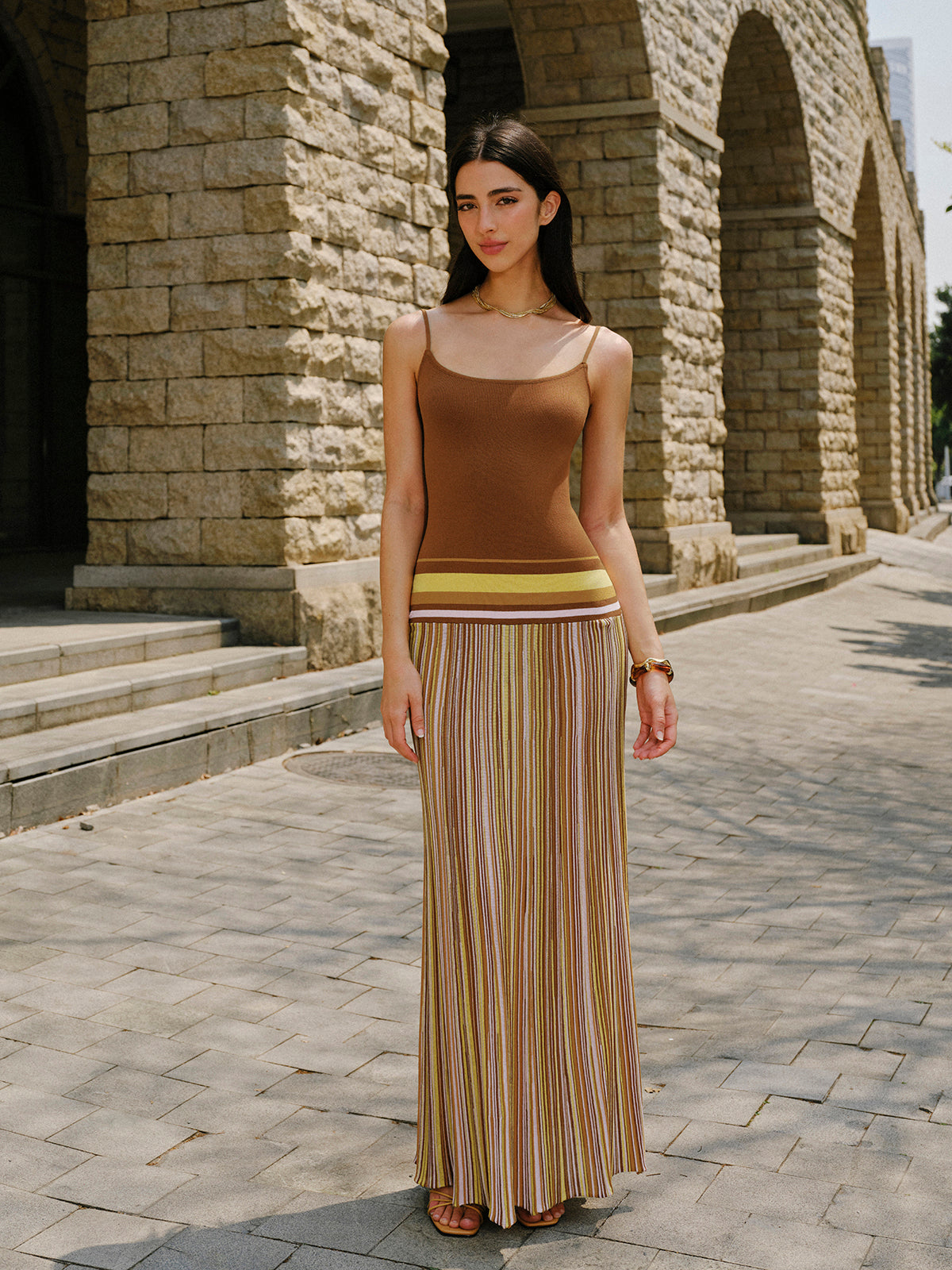 Striped Knit Cami Dress