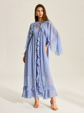 Semi-Sheer Cape Two-Piece Ruffled Chiffon Dress