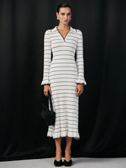 Sailor-stripe Stretch-knit Midi Dress
