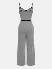 Contrast Trim Houndstooth Cami Jumpsuit