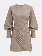Bishop Sleeve Draped Mini Dress