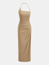 Halter Ruched Bodycon Maxi Dress