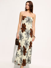 Strapless Floral Print Maxi Dress
