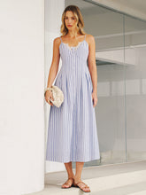 Lace Trim Striped Cami Maxi Dress