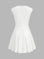 Sleeveless Horsebit Pleated Mini Dress