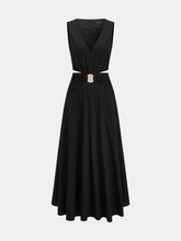 Deep V Cut Out Waist Sleeveless Maxi Dress