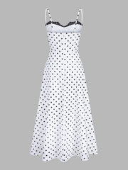 Polka Dot Lace Trim Cami Maxi Dress
