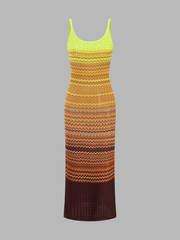 Gradient Chevron Knit Midi Dress