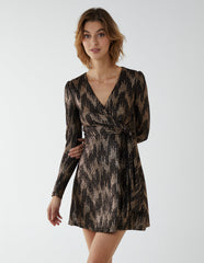 Fixed Wrap Skater Dress With Tie