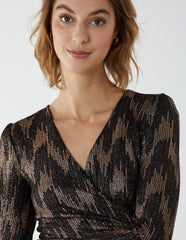 Fixed Wrap Skater Dress With Tie