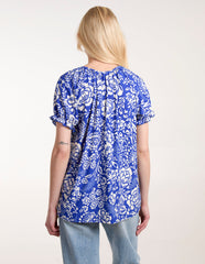 Shirred Sleeve Tie Front Top