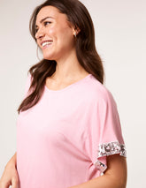 Sequin Trim Oversized Top