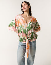 Satin Tie Front Blouse