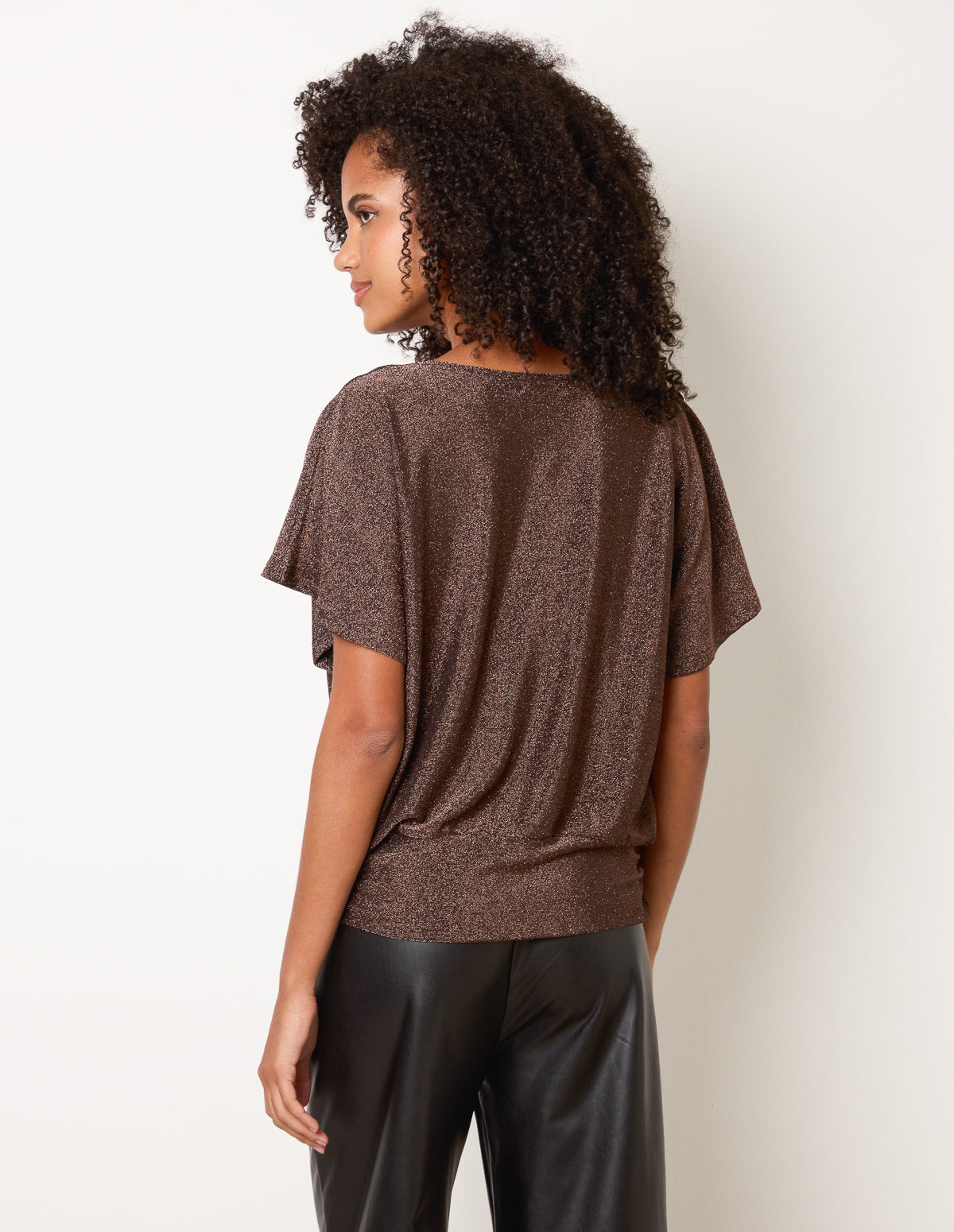Button Detail Draped Cowl Neck Top