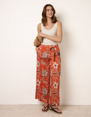 Paper Bag Tie Waist Wide Leg Trousers