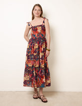Bold Print Shirred Waist Dress
