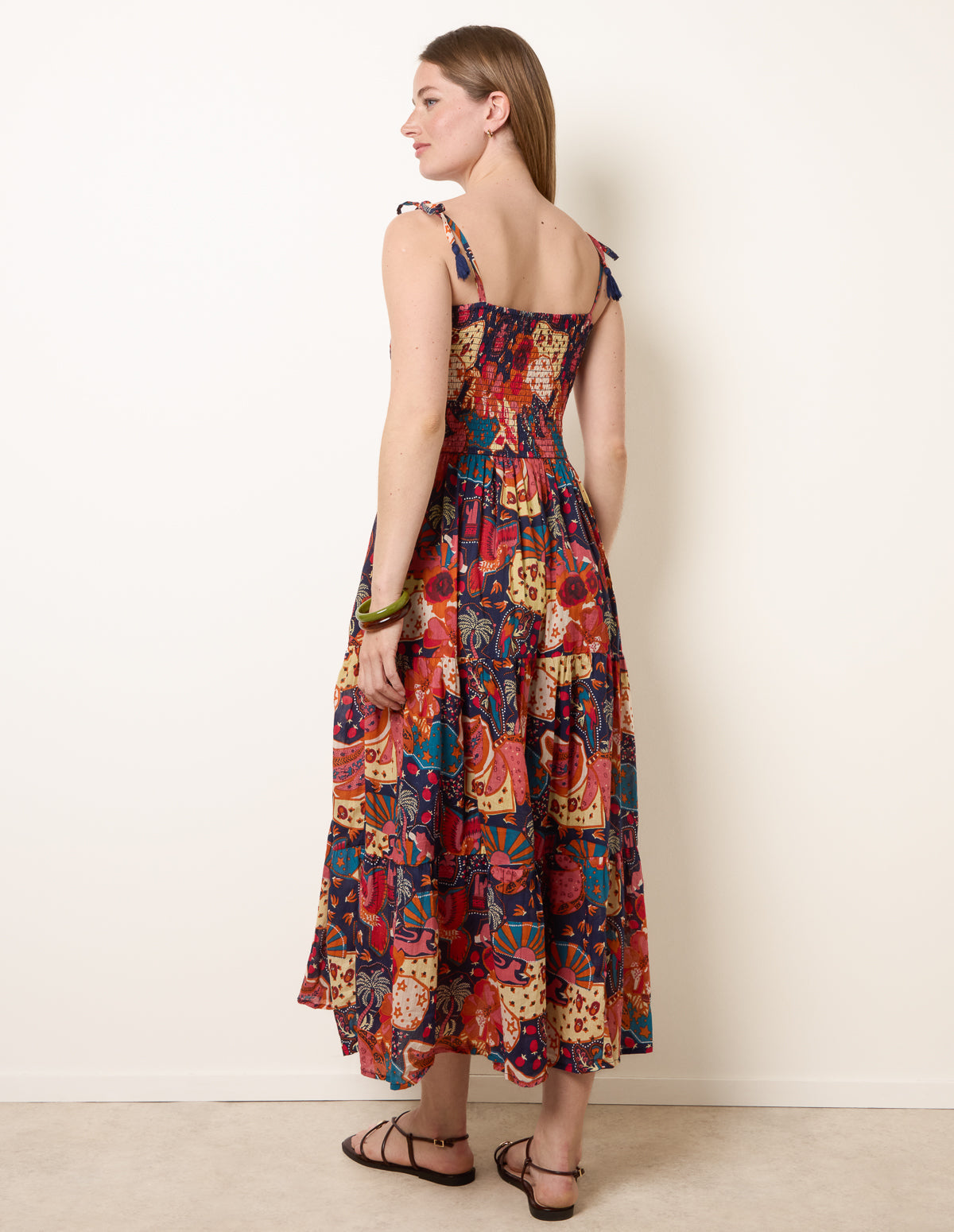 Bold Print Shirred Waist Dress