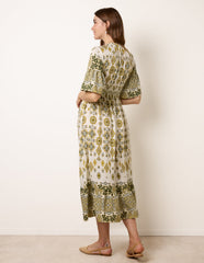 V Neck Border Print Dress