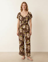 Shirred Waist Wide Leg Jumpsuit