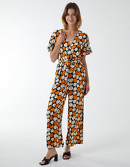 Abstract Honeycomb Cross Over Jumpsuit