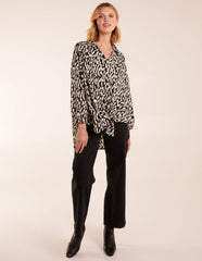 High Low Hem Tie Knot Blouse