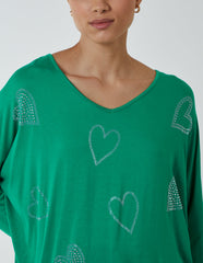 Hotfix Multi Heart Batwing Top