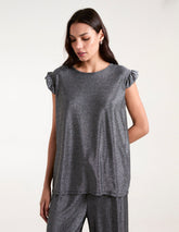 Frill Sleeve Metallic Top